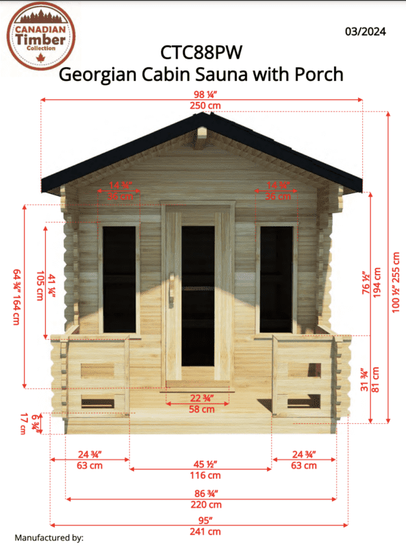 Georgian with Porch dimensions from front